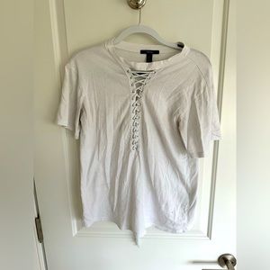 Forever 21 White Lace Up Shirt